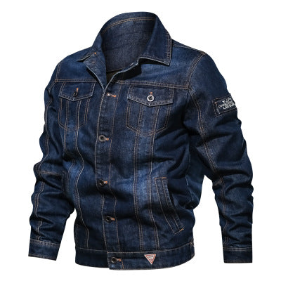 Multi-Pocket Lapel Denim Jacket