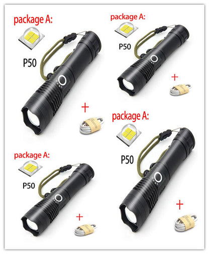 USB Charging Zoom P50 Flashlight