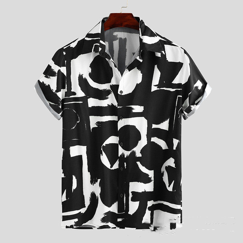 Summer Print Shirt Men's Short-sleeved Street Shirt