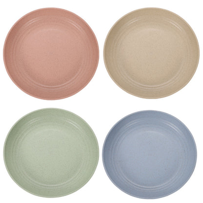 Wheat Straw Cutlery Round Environmentally Friendly Anti-drop Disc Meal Dish Multi-color