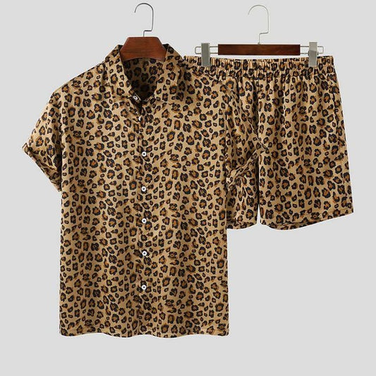 Leopard Print Shirt & Shorts Set