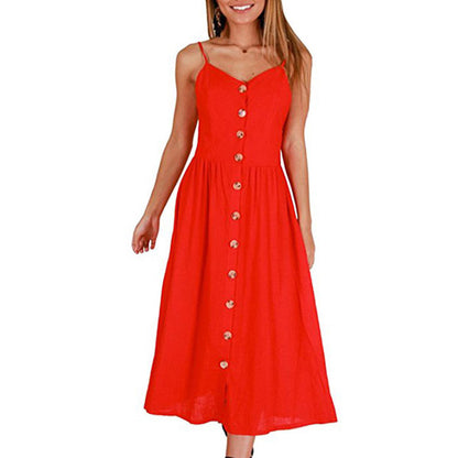 Sling Button Halter Women's Dress