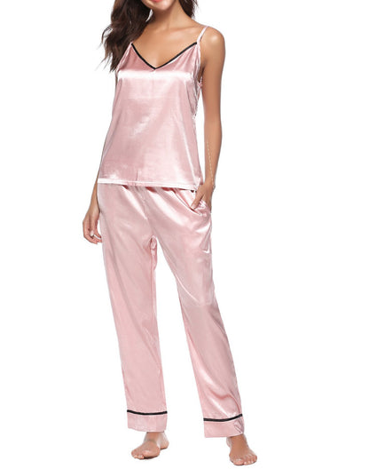 Silk Sling Plus Trousers Two-Piece Comfortable Pajamas