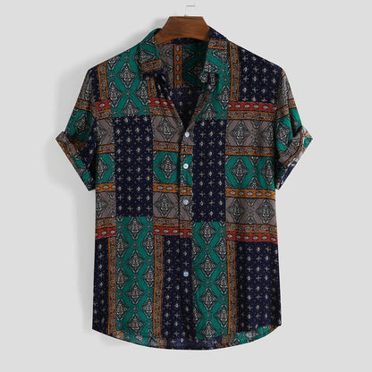 Patchwork Print Button Up