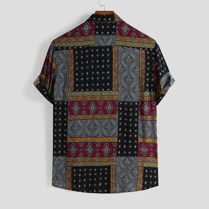 Patchwork Print Button Up