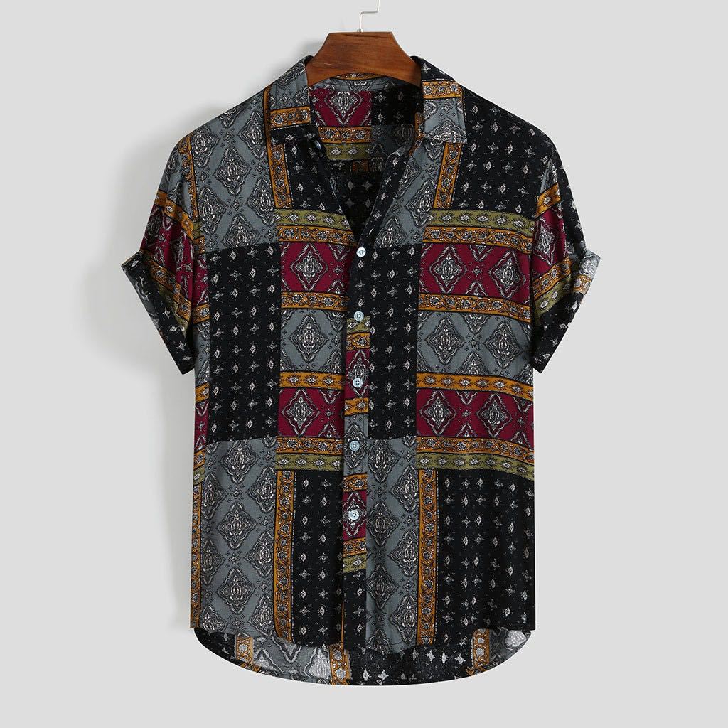 Patchwork Print Button Up