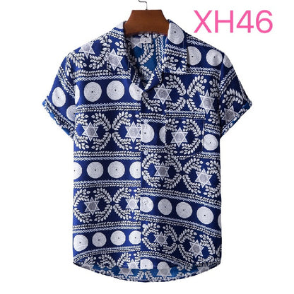 New Summer Men's Short-Sleeved Floral Shirt Beach Style Short-Sleeved Printed Shirt