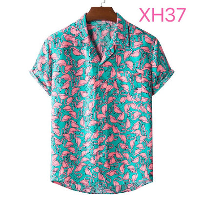 New Summer Men's Short-Sleeved Floral Shirt Beach Style Short-Sleeved Printed Shirt