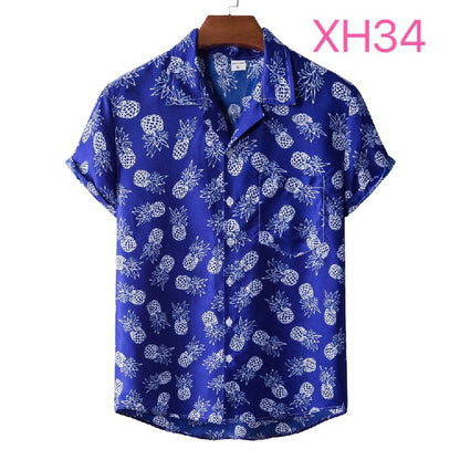 New Summer Men's Short-Sleeved Floral Shirt Beach Style Short-Sleeved Printed Shirt