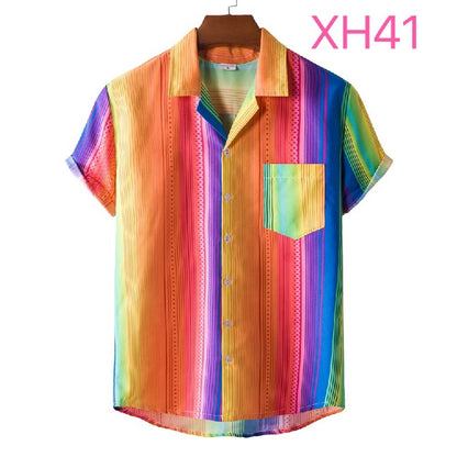 New Summer Men's Short-Sleeved Floral Shirt Beach Style Short-Sleeved Printed Shirt