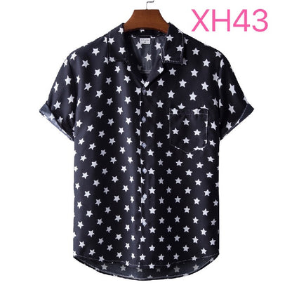 New Summer Men's Short-Sleeved Floral Shirt Beach Style Short-Sleeved Printed Shirt