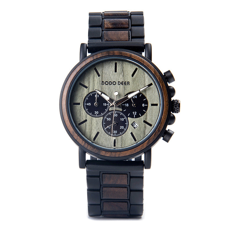 Wood Stainless Steel Watch