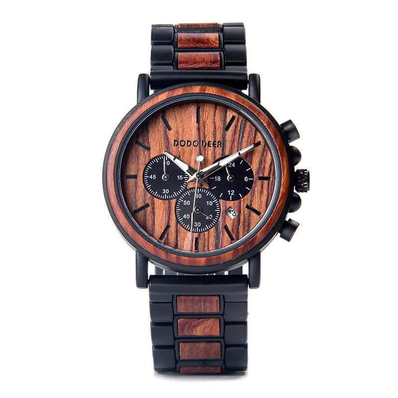 Wood Stainless Steel Watch