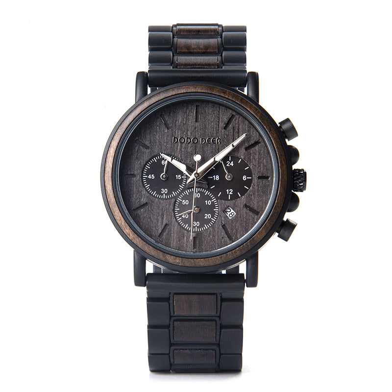 Wood Stainless Steel Watch