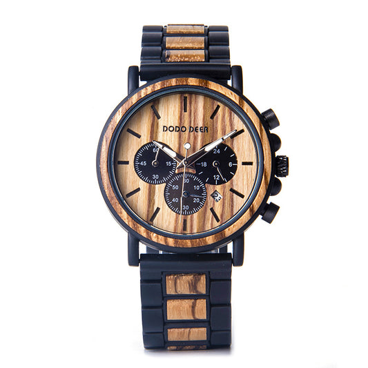 Wood Stainless Steel Watch