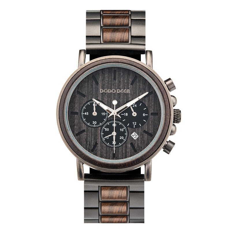 Wood Stainless Steel Watch