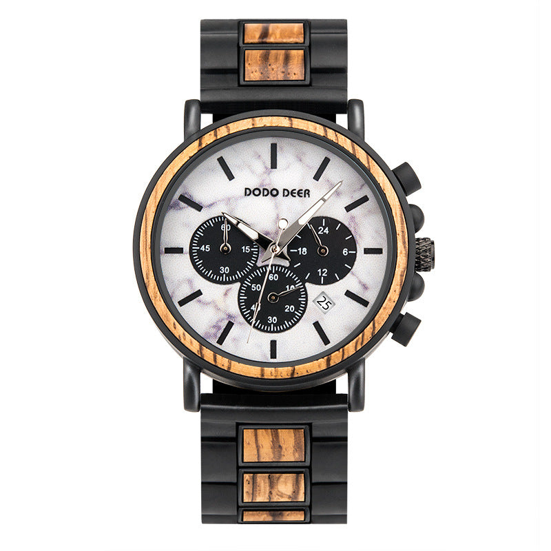 Wood Stainless Steel Watch