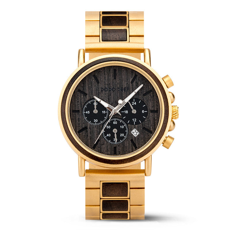 Wood Stainless Steel Watch