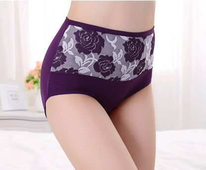 High-waist Cotton Rose Print Briefs