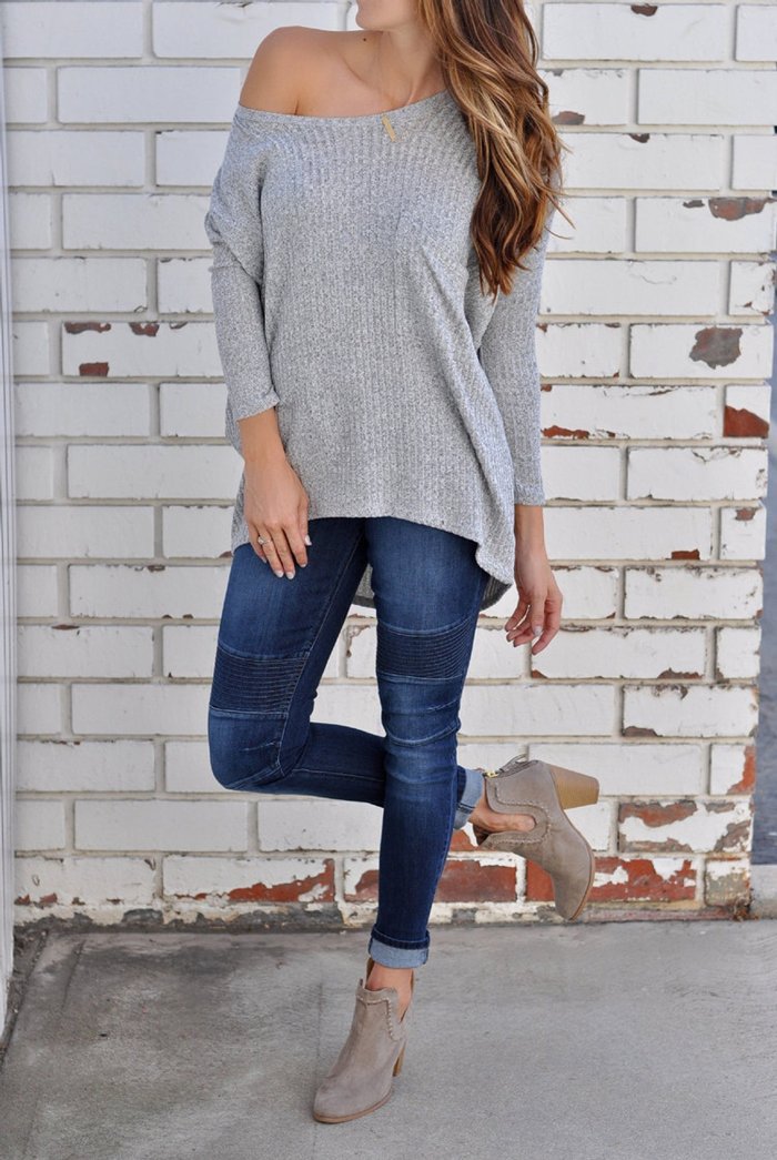 Off the Shoulder Casual Oversized knitwear Sweater