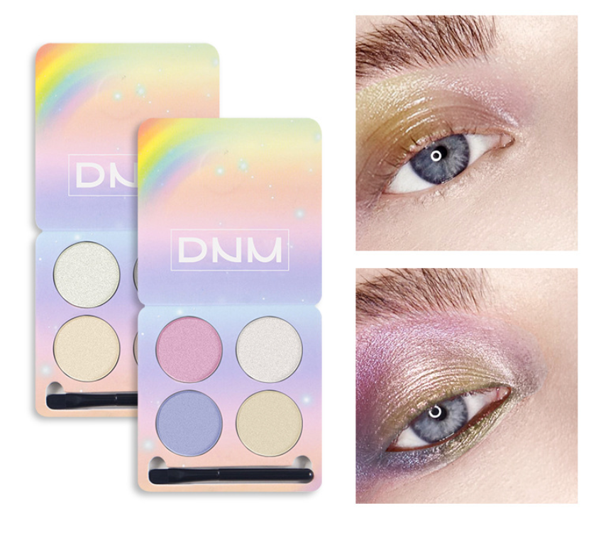 Four-color eye powder chameleon eye shadow set with brush