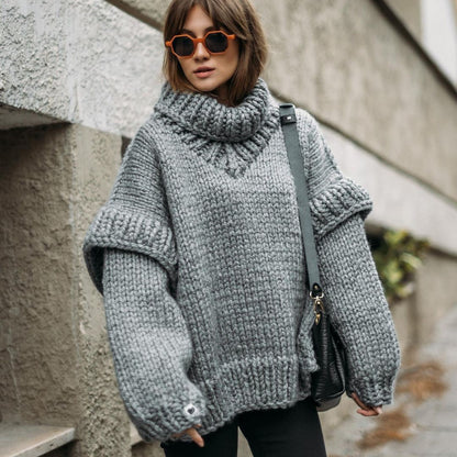 Oversize Double Sleeve Turtleneck Jumper