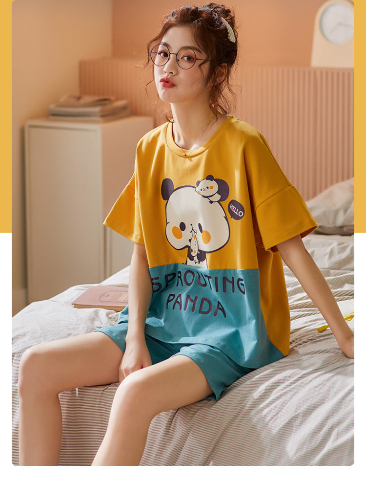 Cute Sprouting Panda Short PJ Set