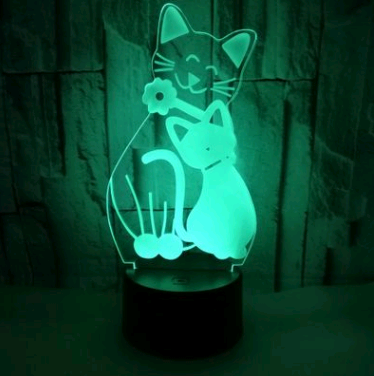 Colorful 3D Cat Light