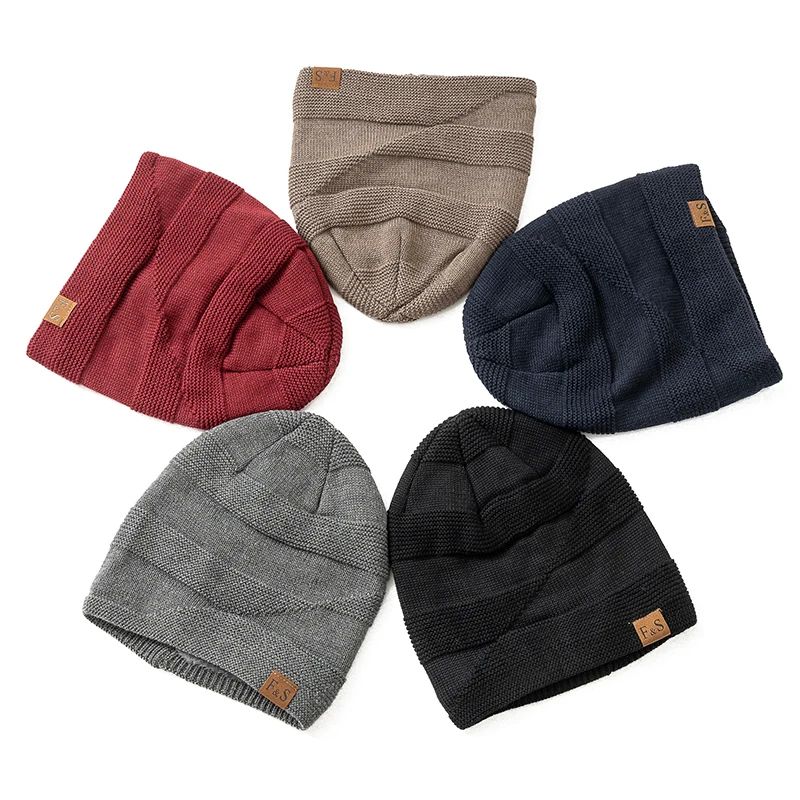 Fleece-lined Pullover Knitted Cloth Label Woolen Beanie