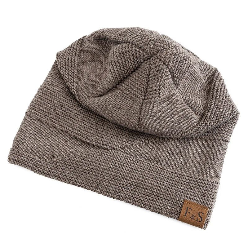 Fleece-lined Pullover Knitted Cloth Label Woolen Beanie