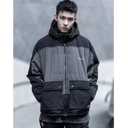 Zip Up Cotton Filling Hooded Winter Urban Jacket