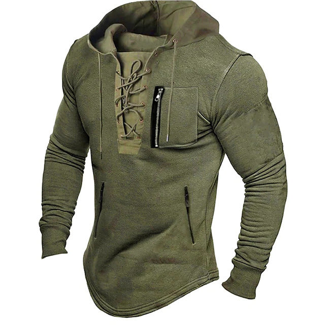 Tied Zipper Pocket Street Hoodie