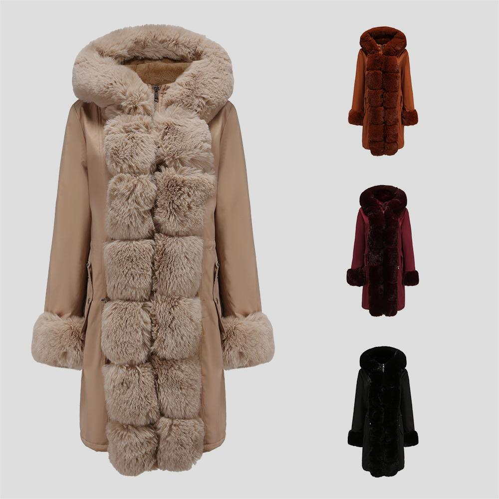 Women's Cotton-padded Coat Detachable Fur Collar Mid-length Long Sleeve Parka