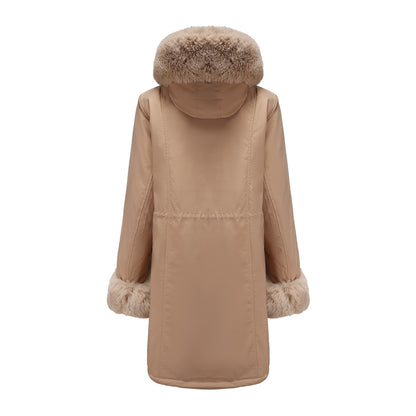 Women's Cotton-padded Coat Detachable Fur Collar Mid-length Long Sleeve Parka