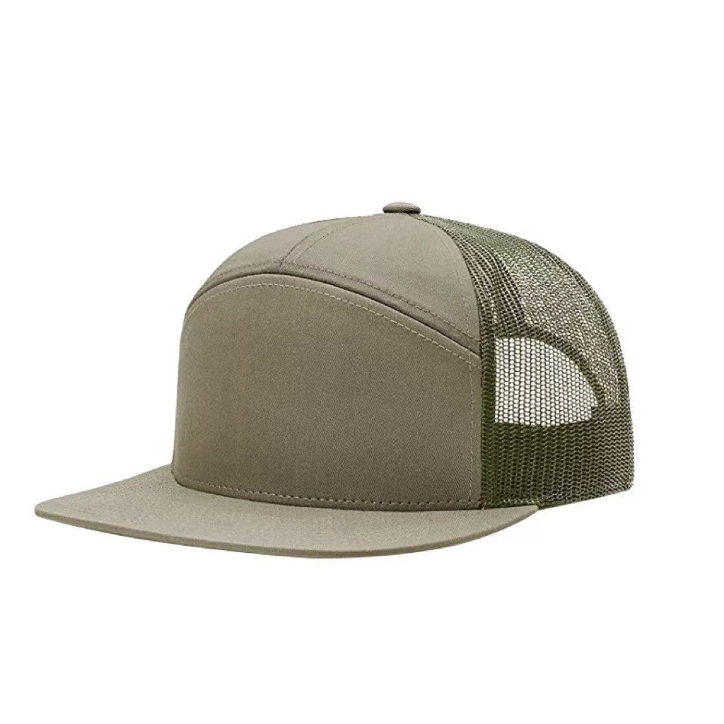 Flat Brim 7 Panel Snap Back Trucker Cap