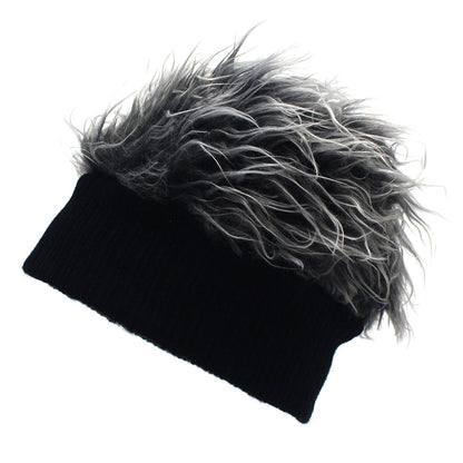 Knitted Sleeve Cap Furry Wig Snow Beanie