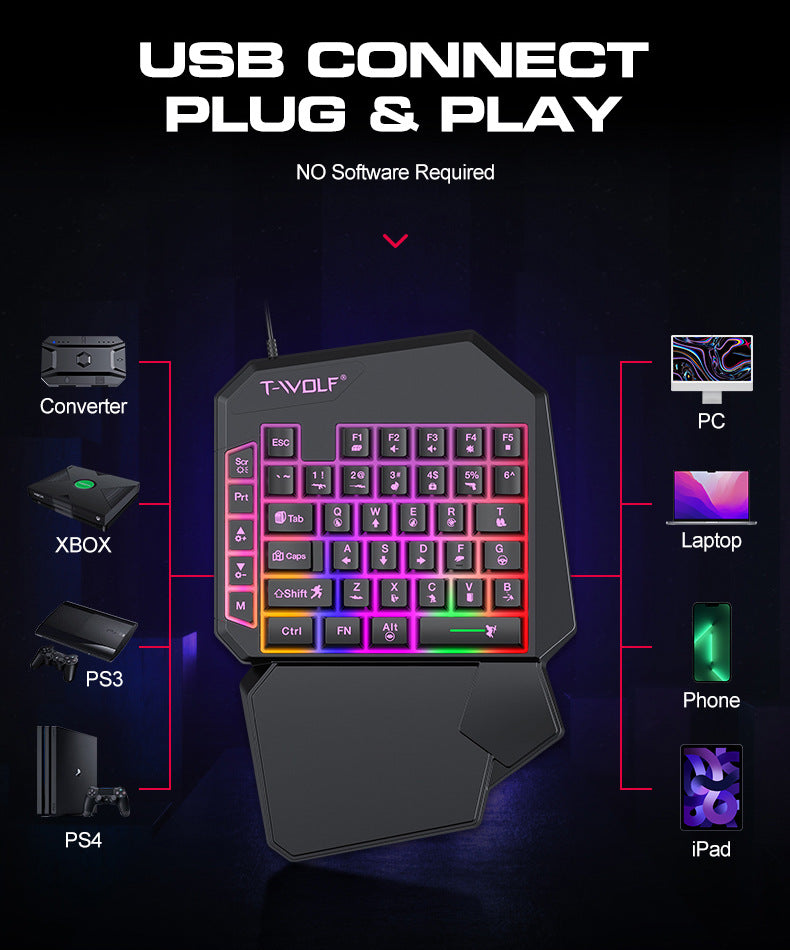 TF900 Single Hand Mouse Keyboard Suit