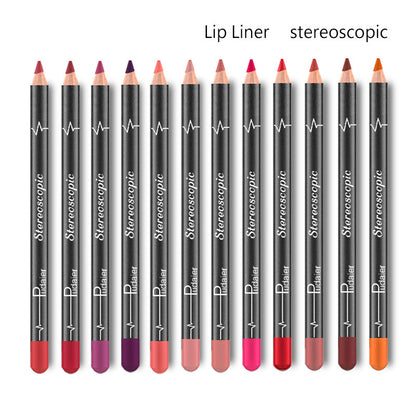 12 Colors Waterproof Smudge Free Makeup Lip Liner