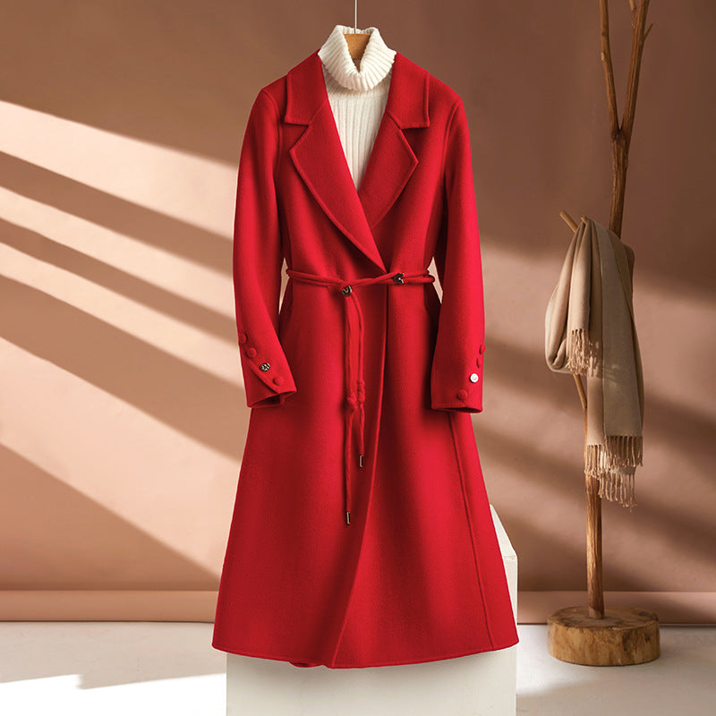 Long Suit Collar Cashmere Coat