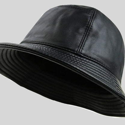 Sheepskin Leather Warm Dome Bucket Hat