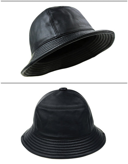 Sheepskin Leather Warm Dome Bucket Hat