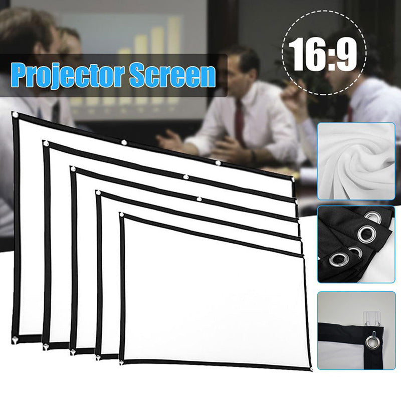 Quick Install Portable Shadow screen projector 1pc White Polyester Foldable Simple Soft Projector Screen For Outdoor High Definition Movies