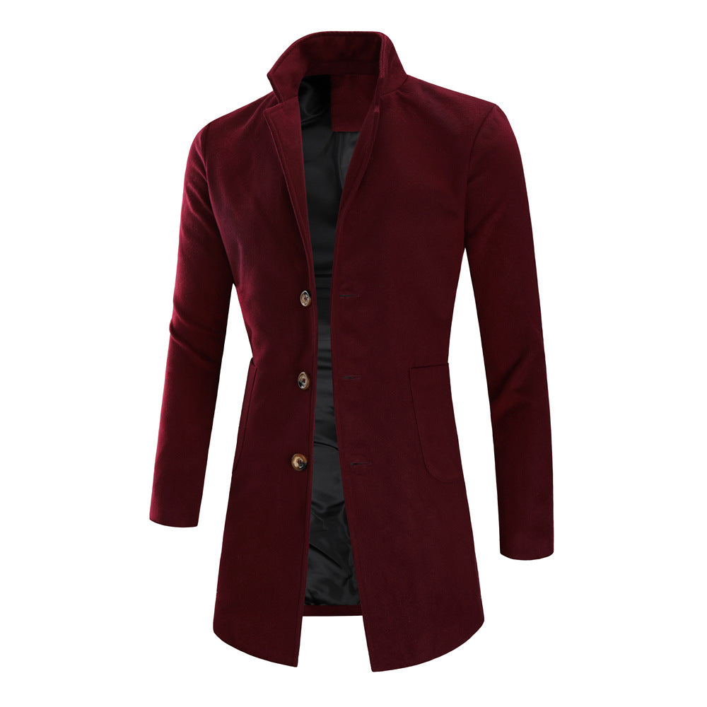 Mid-length Solid Color Trench Coat