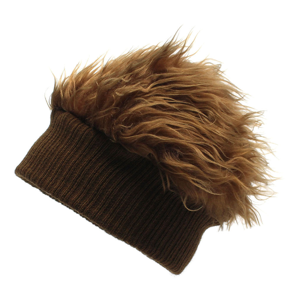 Knitted Sleeve Cap Furry Wig Snow Beanie