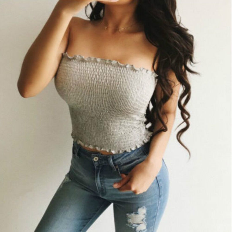 Sexy Fashion Summer Skinny Women Sleeveless Crop Tops Back