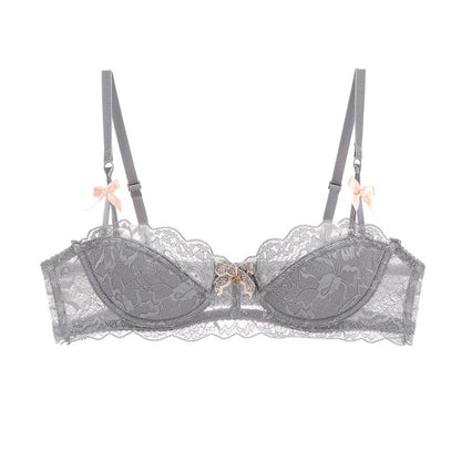 Triple Bow Detail Half Cup Bra Set