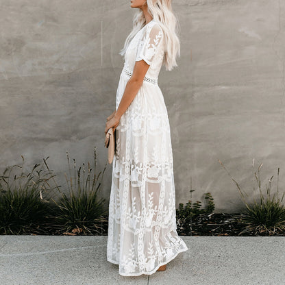 Short Sleeve Lace Embroidery Dress