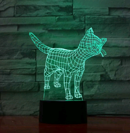 Colorful 3D Cat Light