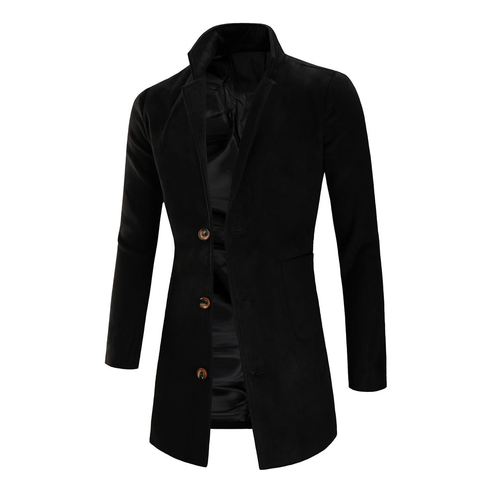 Mid-length Solid Color Trench Coat