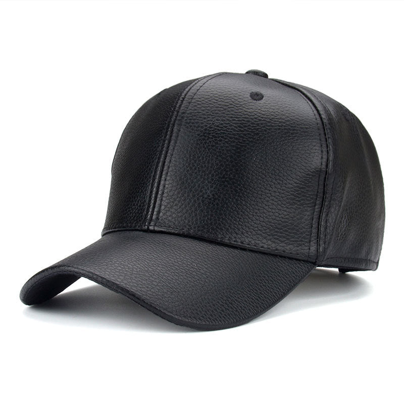 Black PU Leather cap